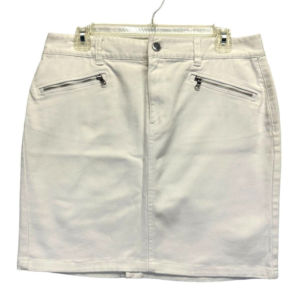 Lauren Ralph Lauren Jean Co White Denim Jean Skirt Size‎ 8 Stretches Vintage